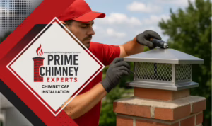 Prime Chimney Experts technician performing chimney cap installation in the Dallas–Fort Worth area.