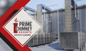 Prime Chimney Experts performing air duct cleaning in the Dallas–Fort Worth area.