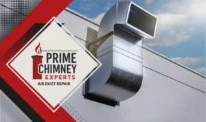 Prime Chimney Experts conducting air duct repair in the Dallas–Fort Worth area.