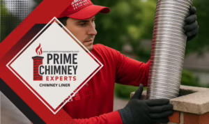 Prime Chimney Experts technician performing chimney liner installation in the Dallas–Fort Worth area.