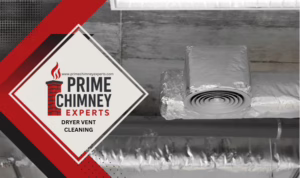 Prime Chimney Experts performing dryer vent cleaning in the Dallas–Fort Worth area.